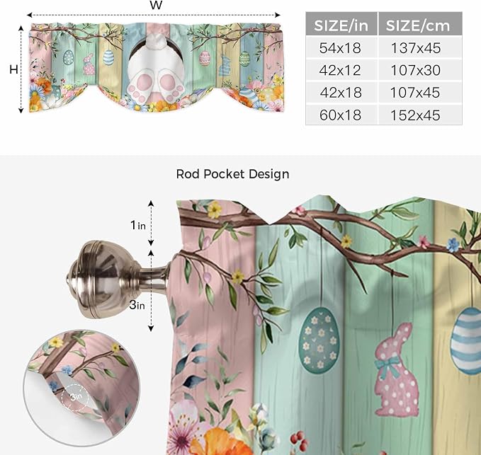 Easter Tie Up Valance Curtains for Windows, Kitchen Curtains Window Shades