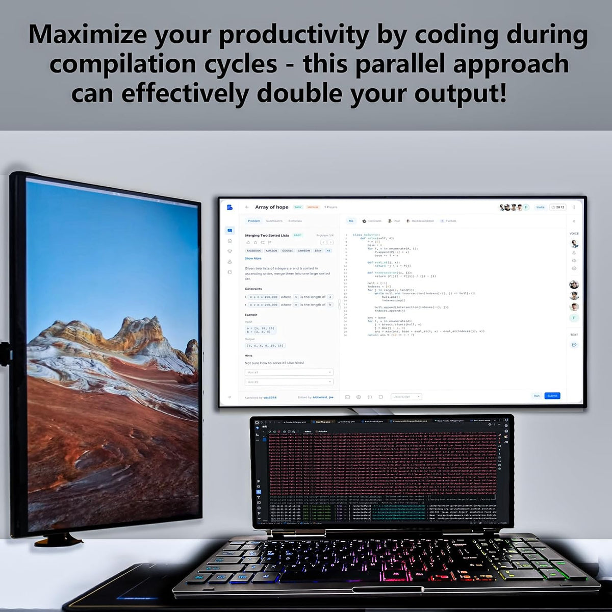 Portable Touchscreen Monitor with Silent Keyboard 12.8" Ultra-Slim Stretched Bar Screen Folding FHD 120% sRGB, USB-A/C Compatible Screen for Computers, Laptops, Mini PCs, Consoles