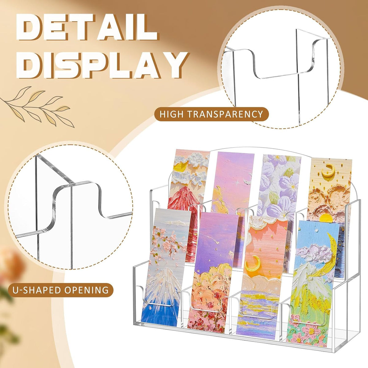 Yuntau 8 Pockets Acrylic Bookmark Display Stand, Integrated 2.2" Holder