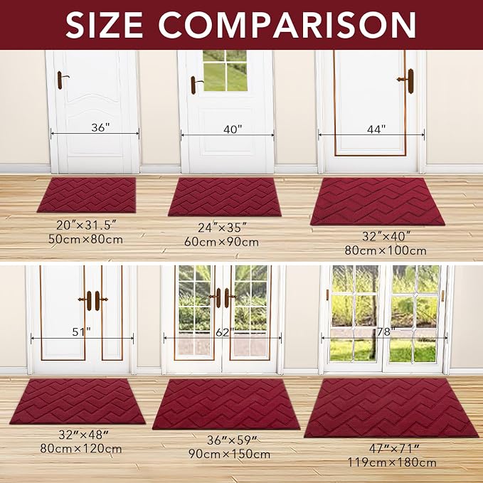 hicorfe Indoor Door Mat, Non Slip Door Mats, Absorbent Resist Dirt Entrance
