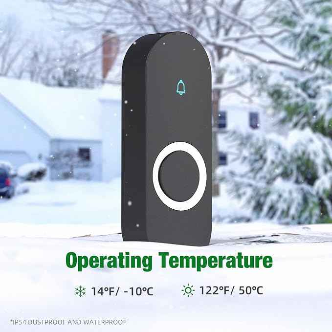 AIDA Lighted Wireless Doorbell for Home, Waterproof Battery Doorbell Wireless 1
