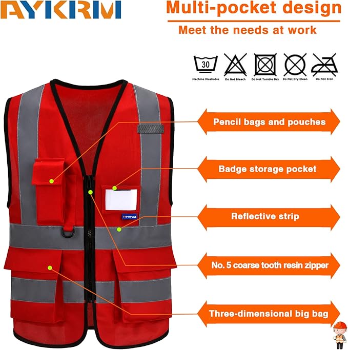 A-SAFETY High Visibility Reflective Safety Vest Customize Logo (XS-8XL)