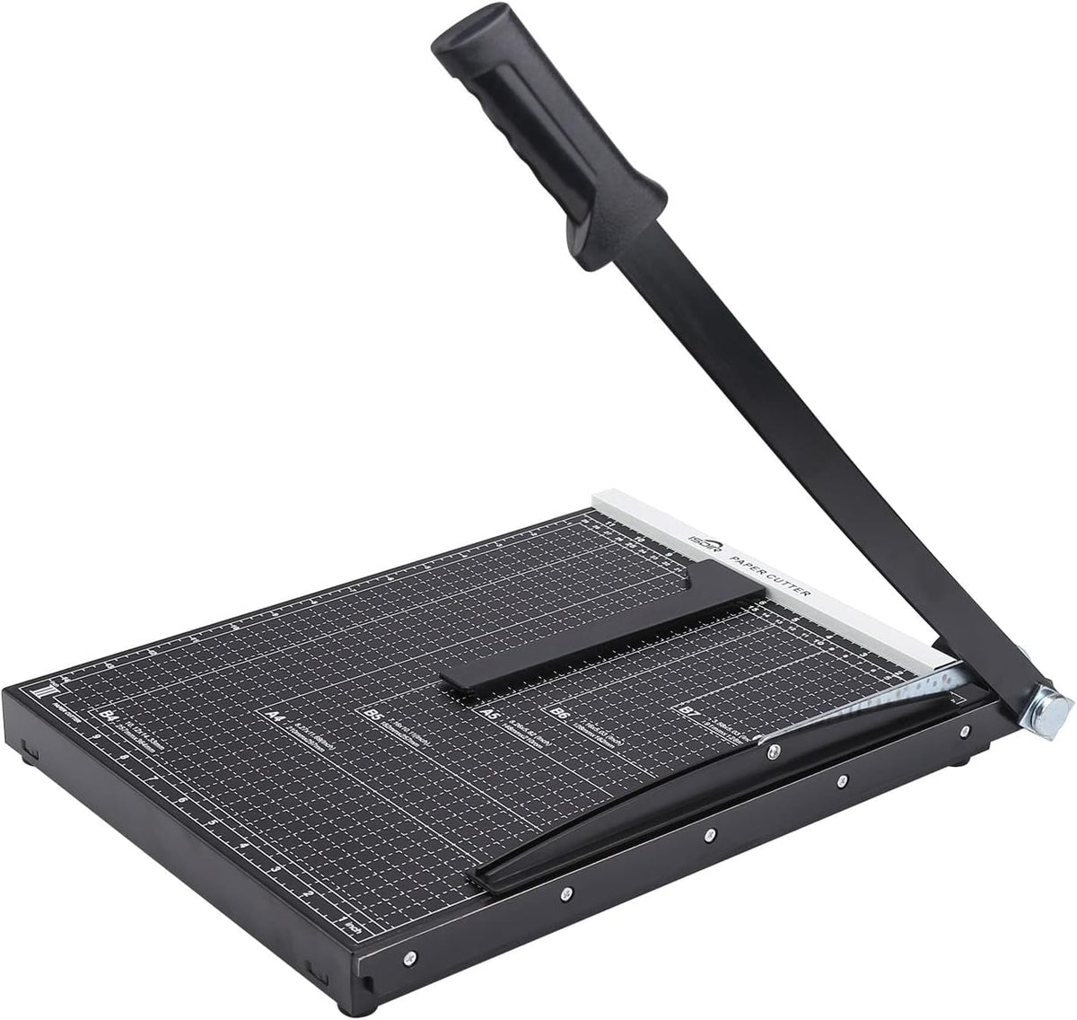 ISDIR 15" Guillotine Paper Cutter with Dual Pressure Bars, 15 Sheet Capacity, Magnetic Guide, Blade Lock, Heavy Duty Metal Base, for Cardstock, Crafts, DIY, Photos & Office