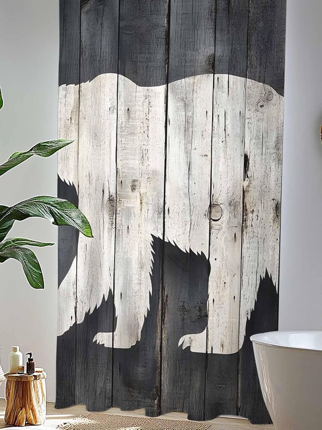 Sheer Curtains 96 Inches Long, Rustic Counrty Vintage Wood Grain Privacy Voile