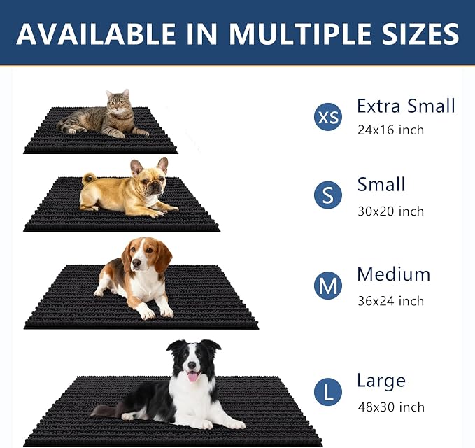 Smiry Dog Door Mat for Muddy Paws 36x24, Absorbent Dirt Trapper, Non-Slip