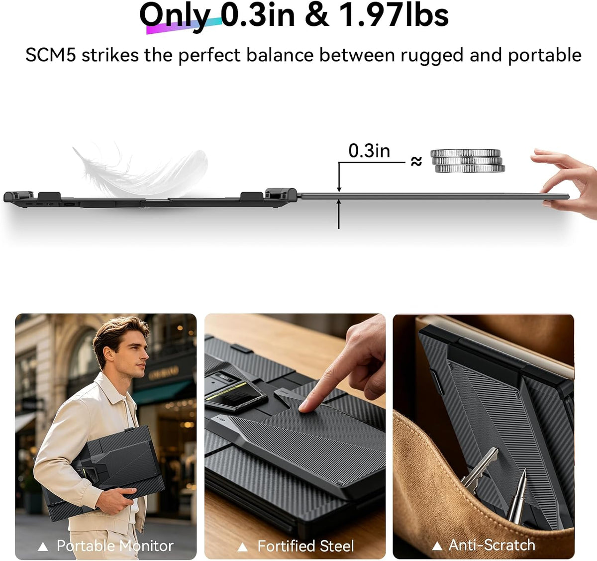 Blackview Laptop Screen Extender, 14" 1080P FHD IPS Portable Monitor, Ultra-Slim Travel Dual Monitor Fit for 13"-17.3" Laptops, USB-C Plug &Play Extended Screen for Windows/Mac/Android/Switch