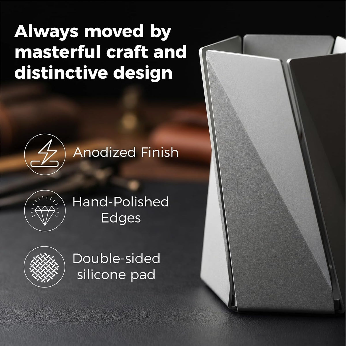 WHITE DESIGN Origami Pen Holder with Gift Box, Premium Aluminum Desk Art
