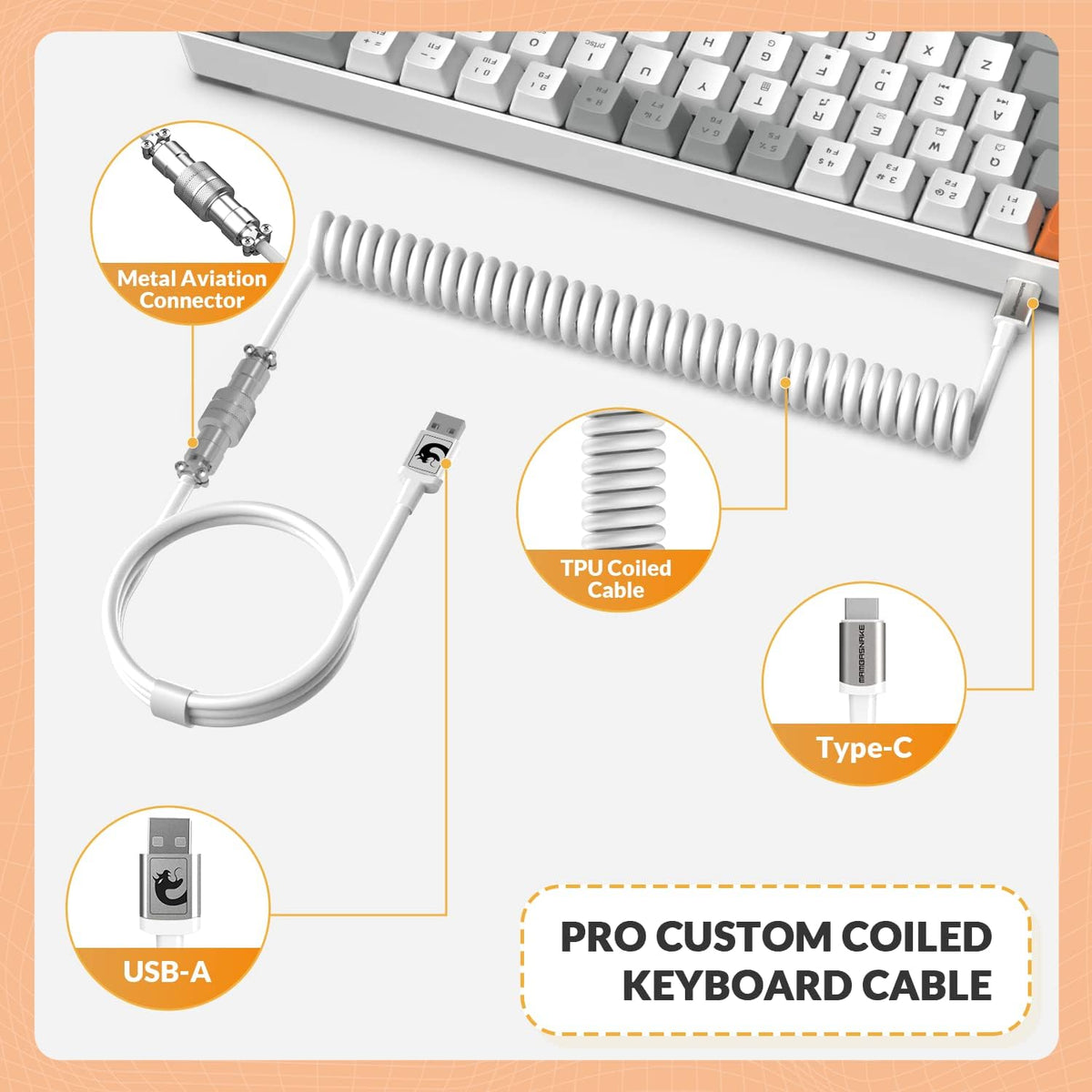 ZIYOU LANG RK-T8 Wired 65% Mechanical RGB Gaming Keyboard-Gray/White/Orange