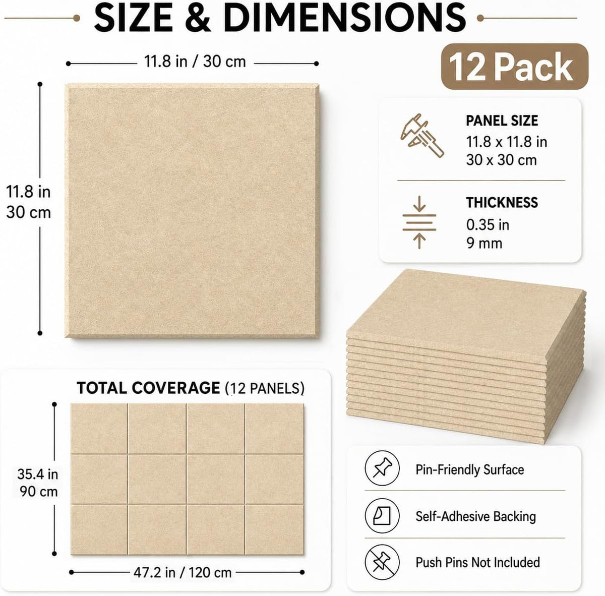 Felt Bulletin Board & Cork Board Alternative 48" x 36"- 12 Pack