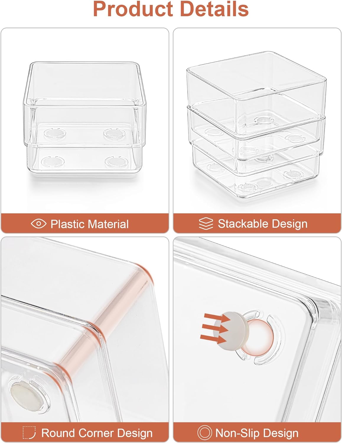 SMARTAKE 30-Piece Drawer Organizer with Non-Slip Silicone Pads, 7-Size