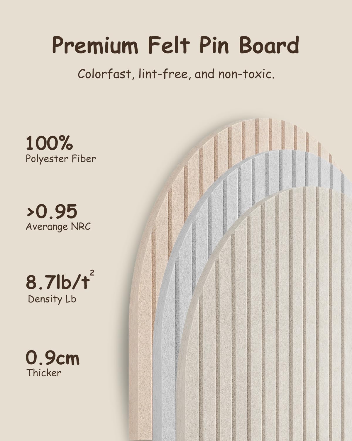 Foldable Bulletin Board 47x24 inches, 0.35" Thick Felt Wall Tiles, Large Cork Board with Adhesive Sticker, Round Edges Wall Panels for Office Bedroom Living Room, Decorative Board (Beige)