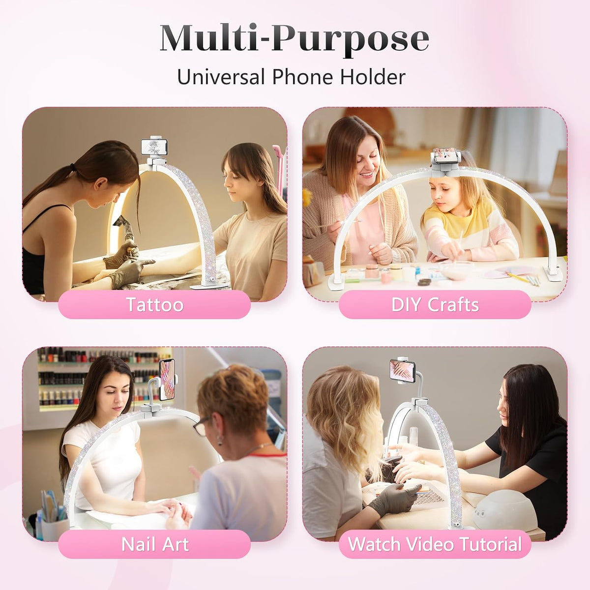 Yokilly Half Moon Light for Nail Desk: 29" Foldable Nail Light for Desk