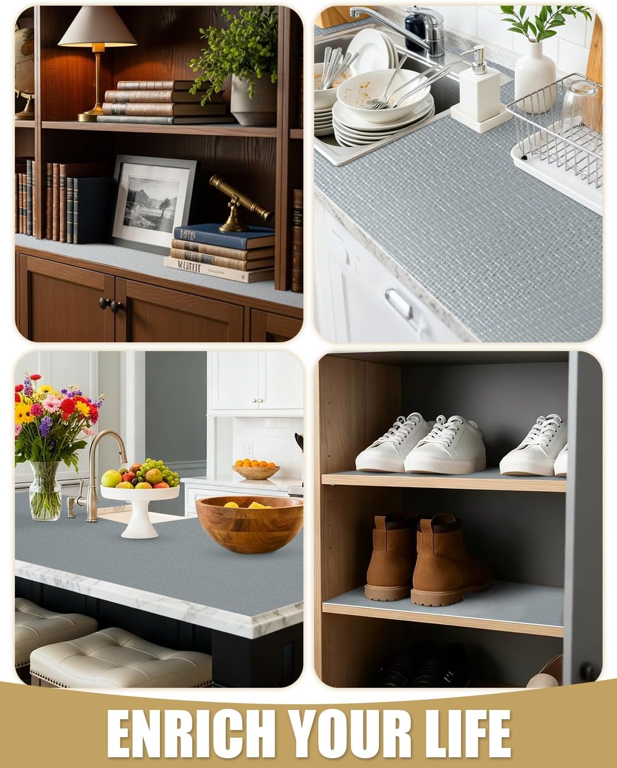 Drawer and Shelf Liners for Kitchen Cabinets Non-Adhesive