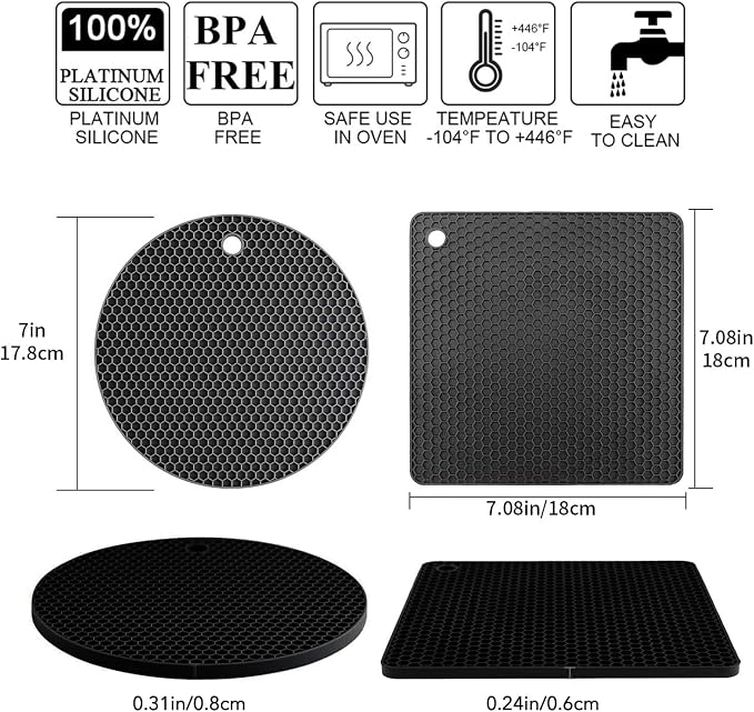 Silicone Trivet Mats, 4 Pack Silicone Pot Holders