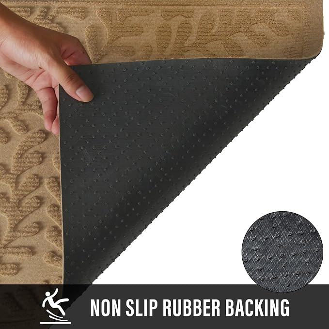 HIYARD Front Door Mat, Absorbent Dirt Trapping Welcome Door Mat Indoor Outdoor