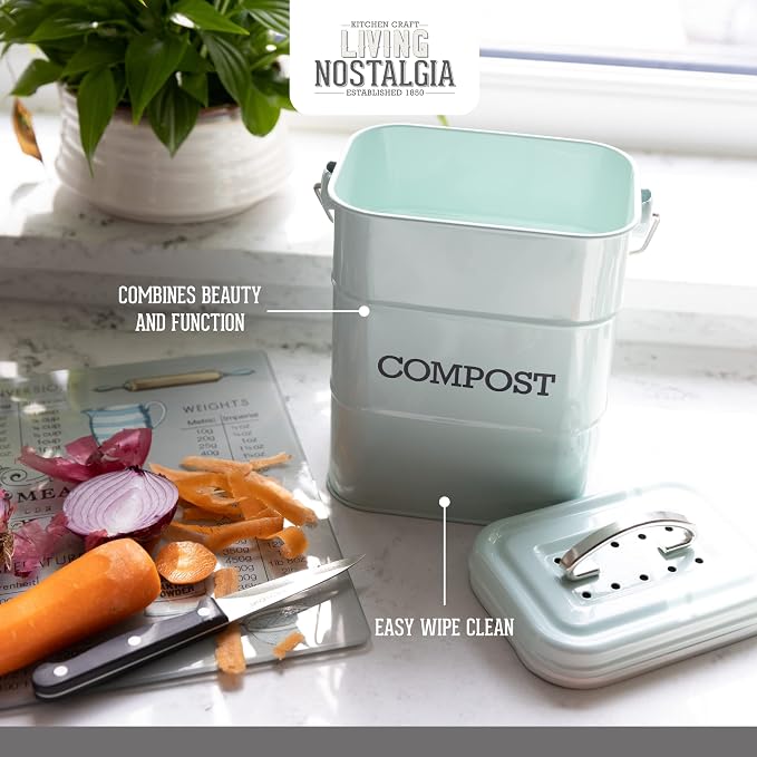 Kitchen Craft Living Nostalgia Vintage Blue Compost Bin LNCOMPBLU