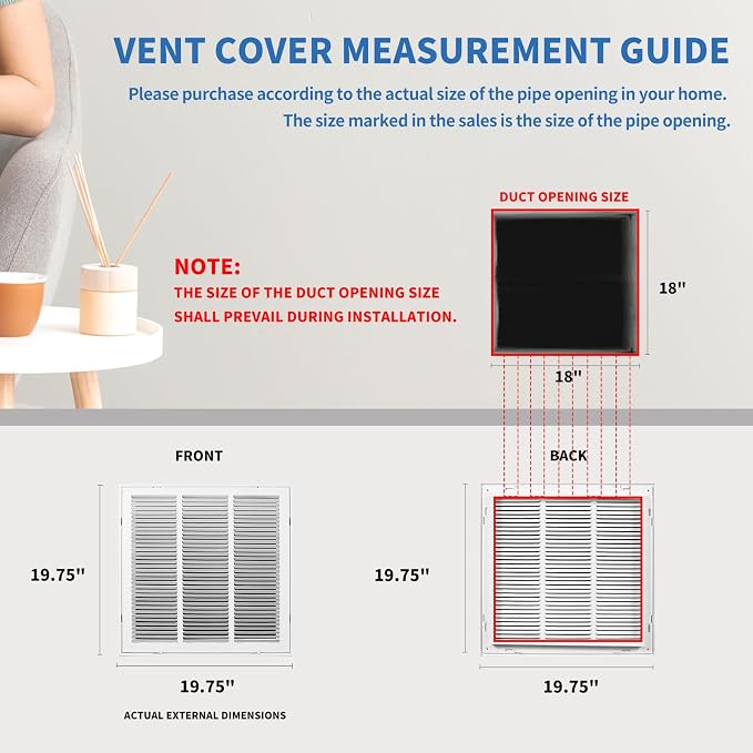 18 x18 Vent Cover, Return Air Vent Cover