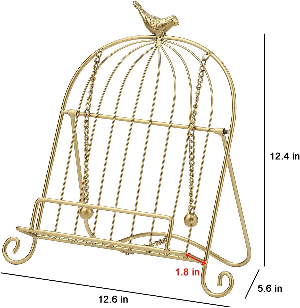 Jemeni Cookbook Stand for Kitchen, A Recipe Easel is Metal Birdcage Shaped