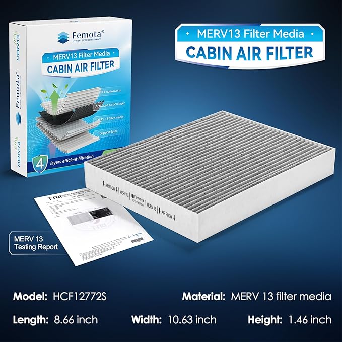 Certified MERV 13 Cabin Air Filter