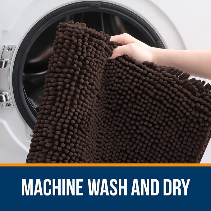 OLANLY Bathroom Rugs 30x20, Extra Soft Absorbent Chenille Bath Rugs, Rubber