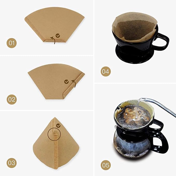 #4 Cone Coffee Filter 8-12 cup, Unbleached Natural Paper, No Blowout, Disposable