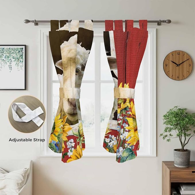 Sheep Flowers Bedroom Curtains 72 Inch Length, Window Curtains Tab Top