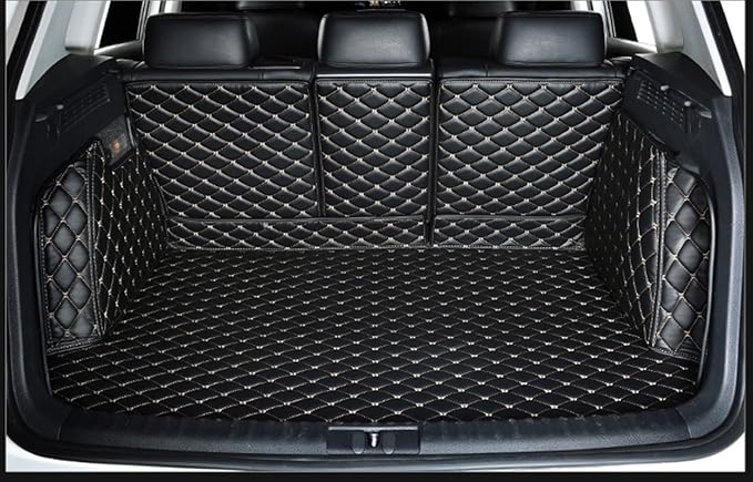 Custom Fit Pet Trunk Mat Cargo Liner Floor Mats for Mercedes GLE GLE300 GLE320 GLE350 GLE400 Before 2020-3D Laser Largest Coverage, Heavy Duty, Weatherbeater Black w/Gold Stitching