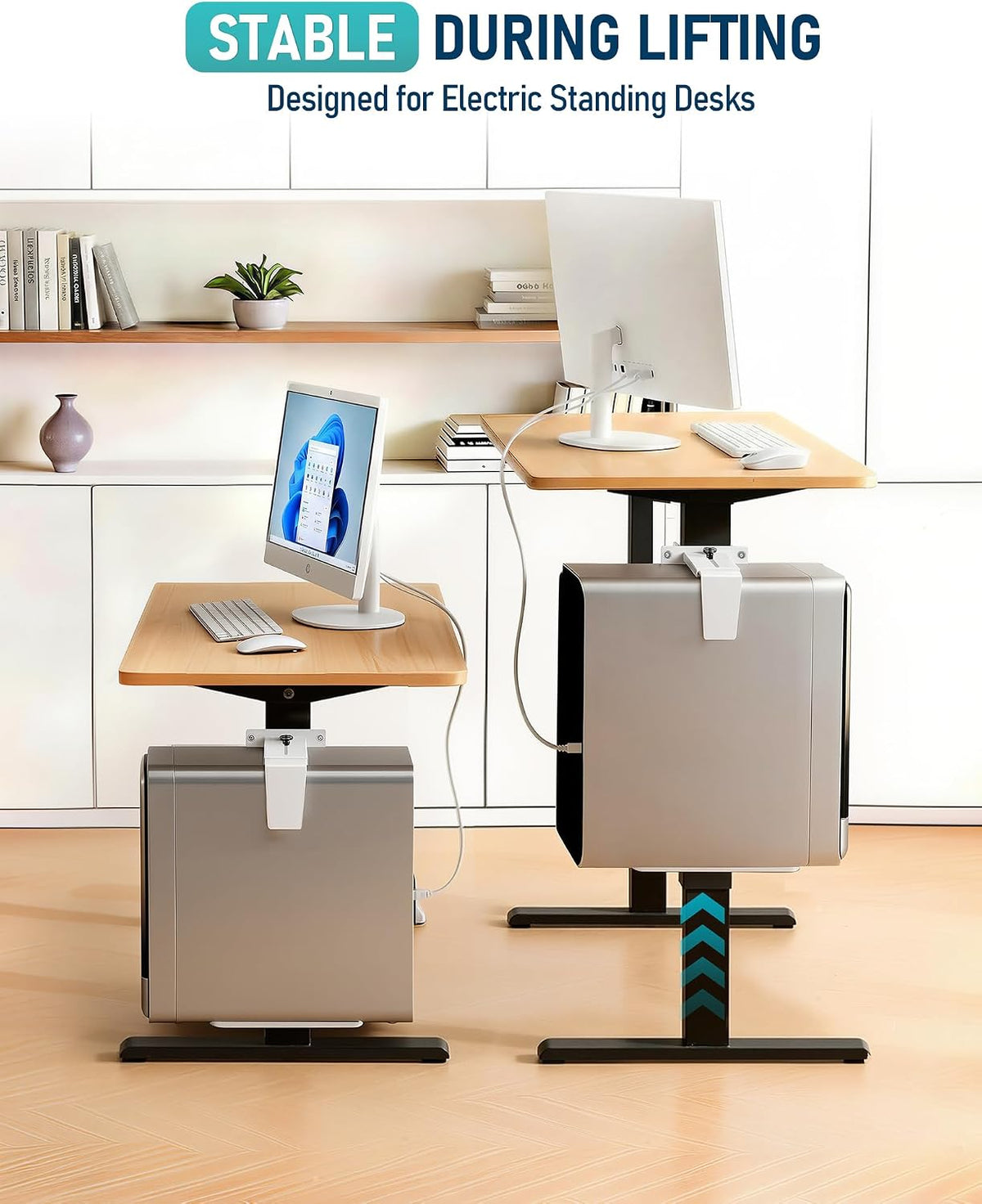 TOPSKY Under Desk PC Mount, No Drill CPU Holder, 50 lb Capacity White