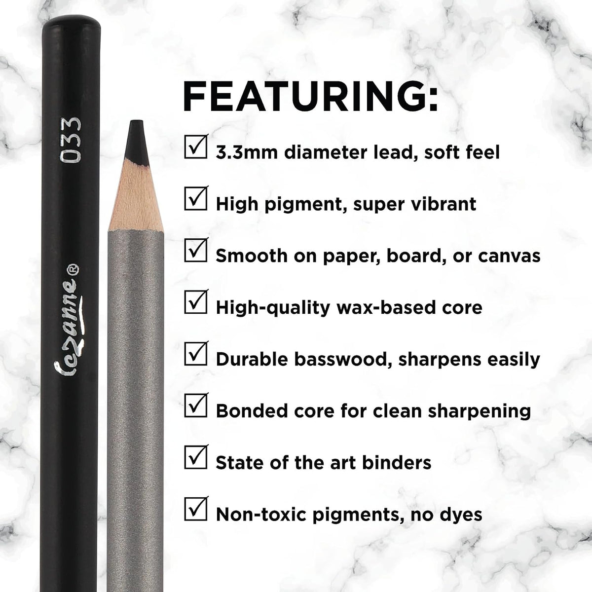 Cezanne Creative Mark Premium Colored Pencils, Black, 12 Packs (144 Count) Highly Pigmented Artist Set, Smooth Sketching Coloring Highlighting Blending, Soft 3.3Mm Wax-Based