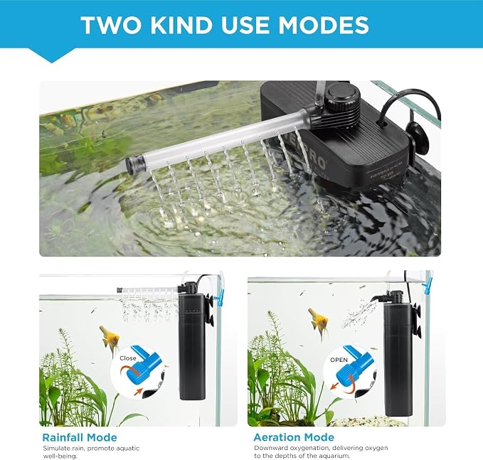 Internal Fish Tank Filter with 5W UV Light, Adjustable Water Flow Submersible