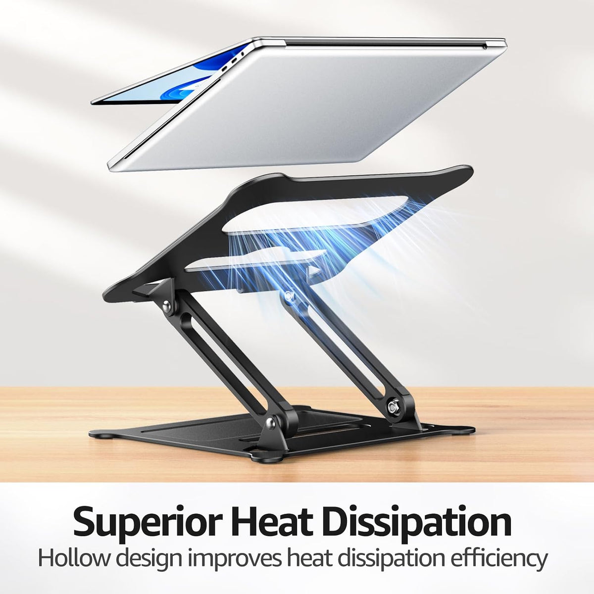 Urmust Adjustable Laptop Stand for Desk, 10-15.6“ Laptop Riser, Black