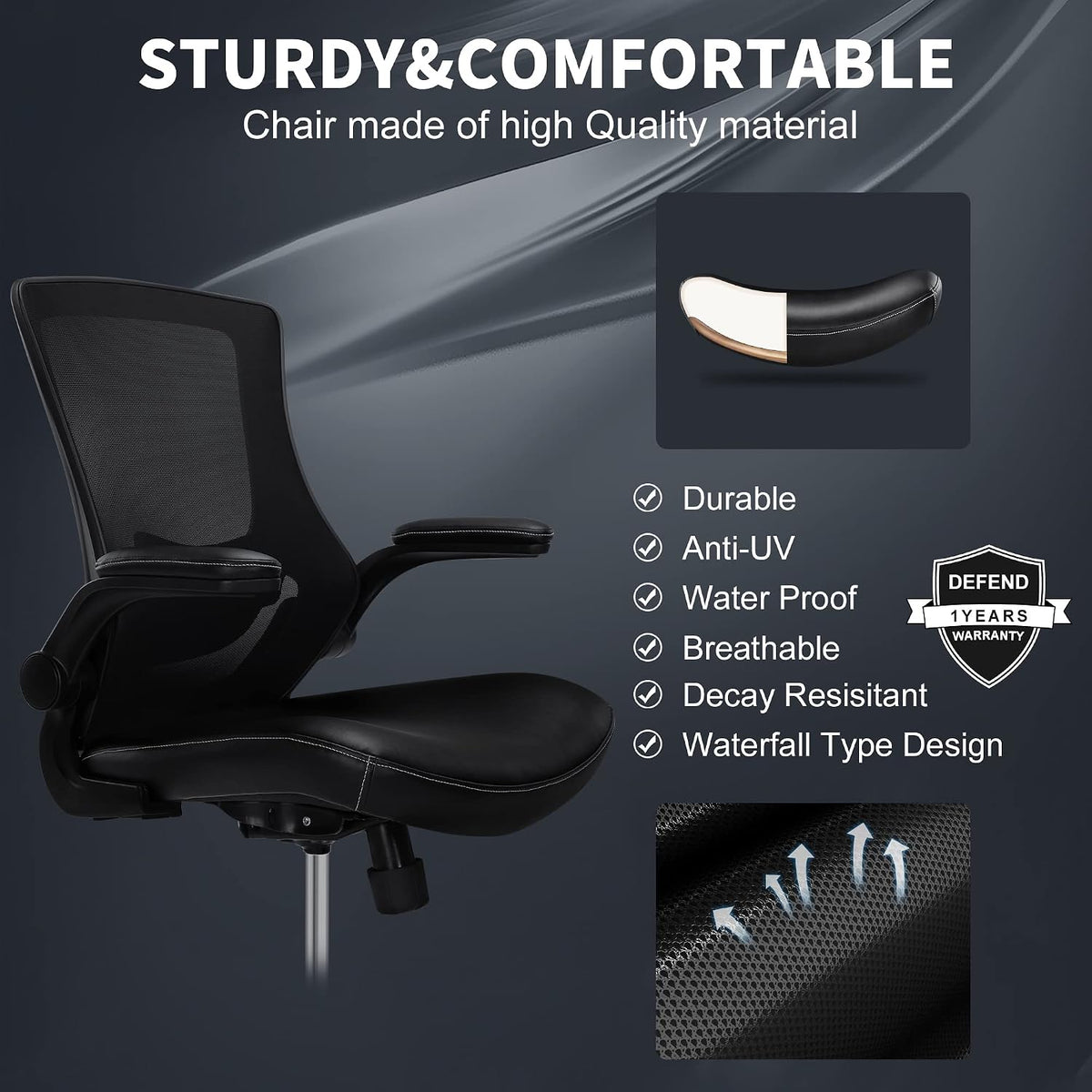 Misolant Tall Office Chair for Standing Desk, Drafting Chair with Footrest Ring, PU Leather Recline High Office Tall Desk Chair with Adjustable Lumbar Support