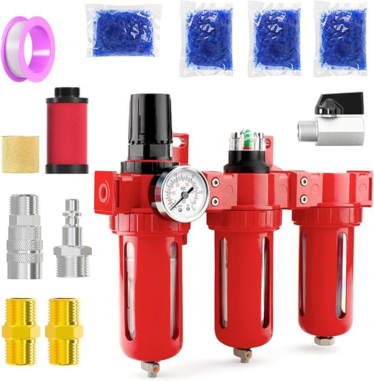 1/2" NPT 3 Stage Aluminium Air Drying System, Coalescing Filter, Particulate