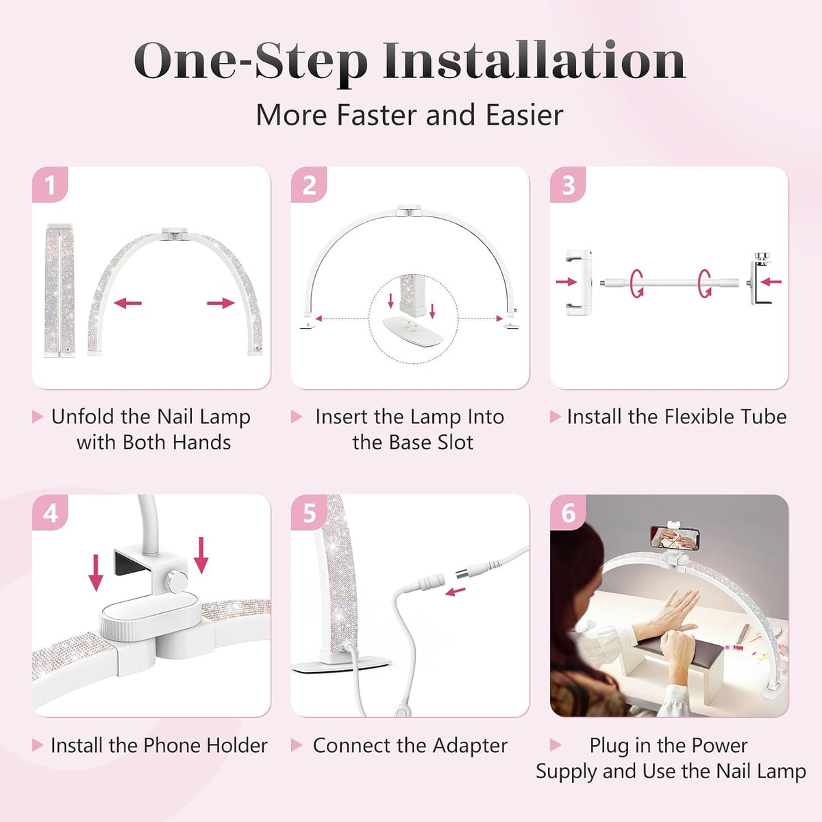 Yokilly Half Moon Light for Nail Desk: 29" Foldable Nail Light for Desk