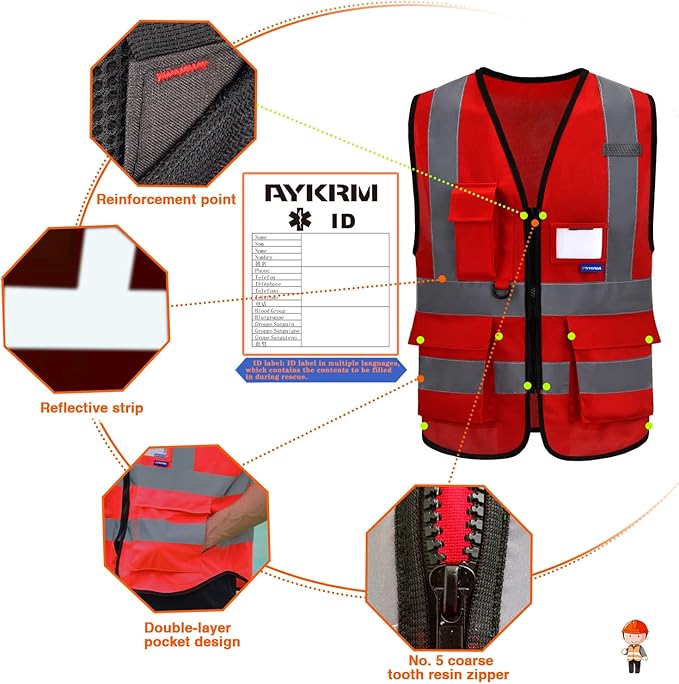 A-SAFETY High Visibility Reflective Safety Vest Customize Logo (XS-8XL)