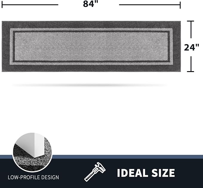 PURRUGS Dirt Trapping Door Mat 24" x 84", Non-Slip Machine Washable Entryway Rug