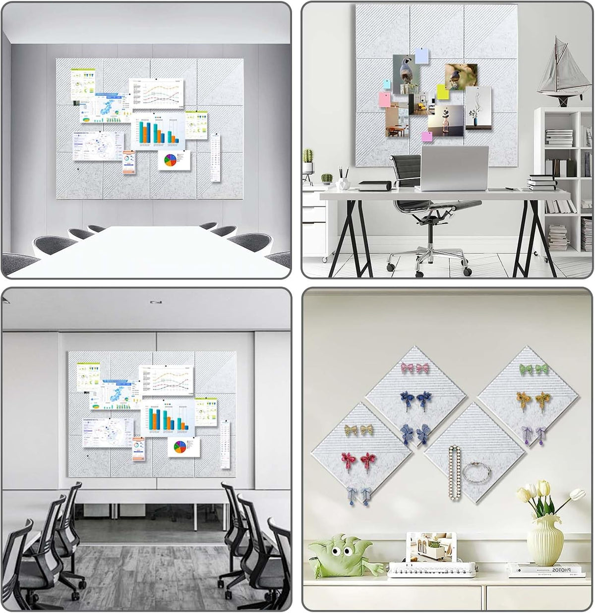 48" x 36" Large Cork Board Alternative&Felt Bulletin Board, Light Gray