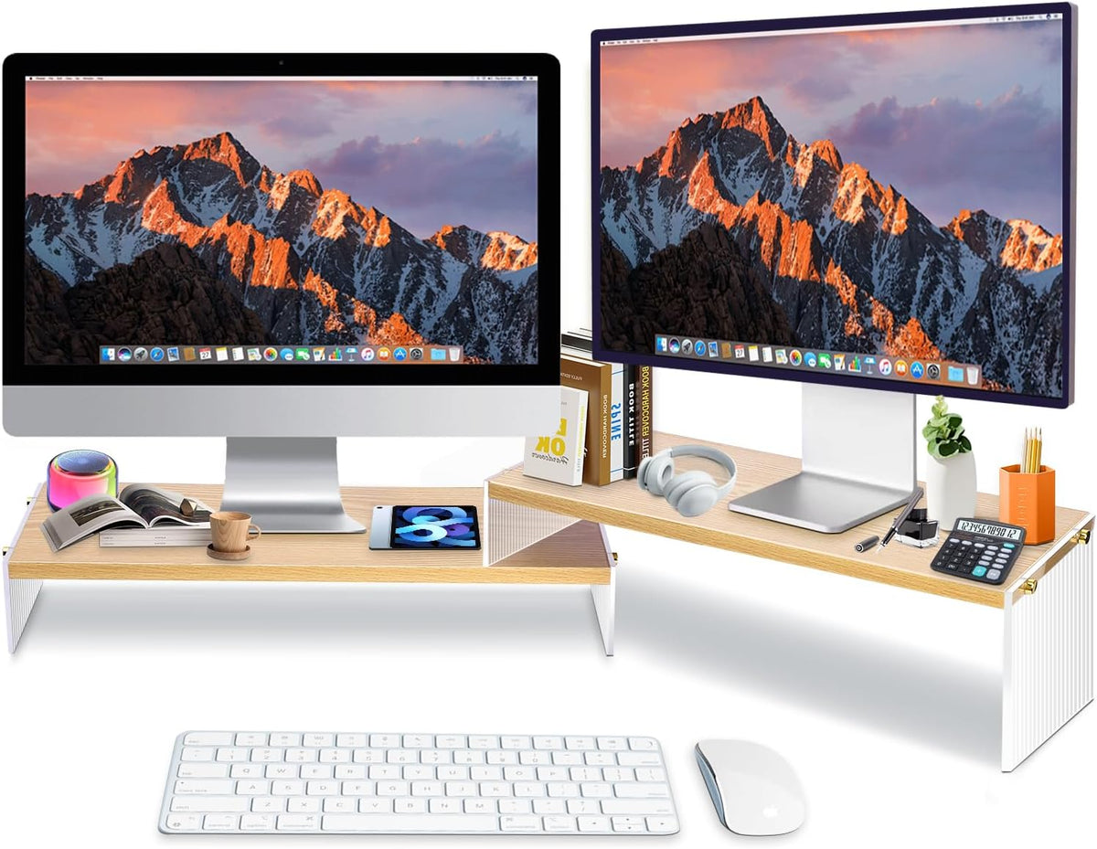 YGYQZ Adjustable Monitor Stand Riser, 7.67"×19.3" Dual Monitor Desk Stand