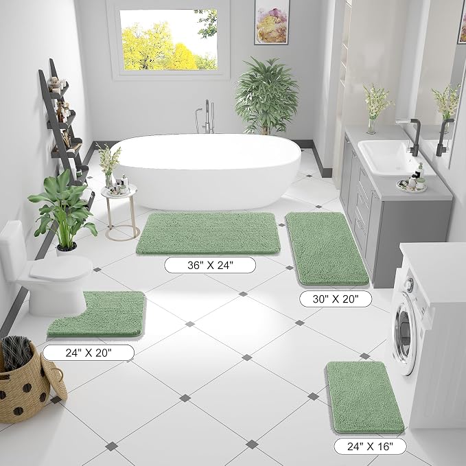 OLANLY Large Bathroom Rugs 50x30, Extra Soft Absorbent Chenille Bath Rugs