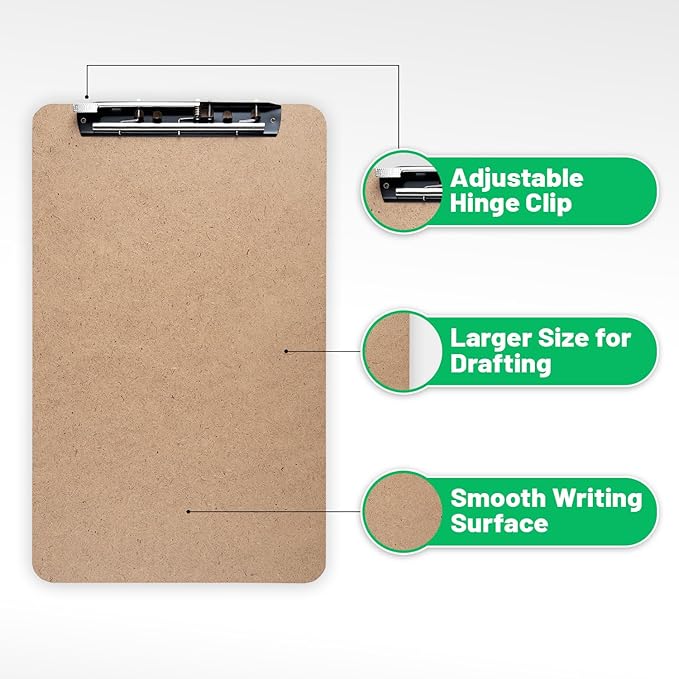 Extra Large Clipboard Set (6pc) - Larger Than 11x17 - Vertical or Landscape - Fits 11 x 17 Tabloid Paper (Board 11.6"x19.5" - 2 Inches Longer Than Legal Size)