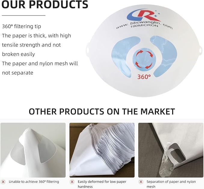 100 Pack of Paint Strainers, Paint Filter Strainer Paper Cone