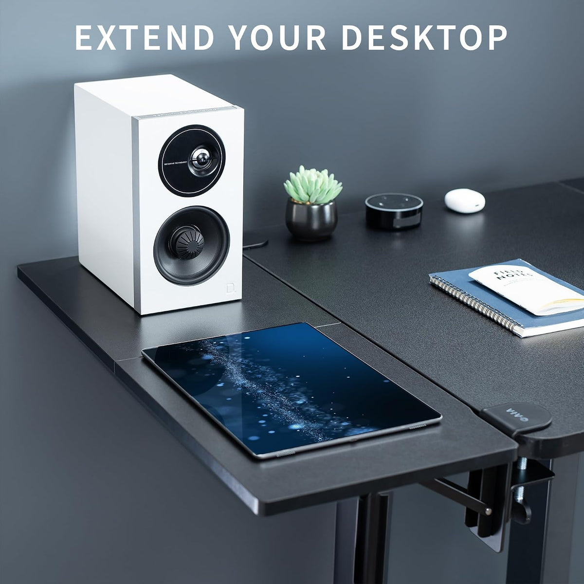 VIVO Black Clamp-on 30 x 12 in Desk Extender, DESK-EXT30