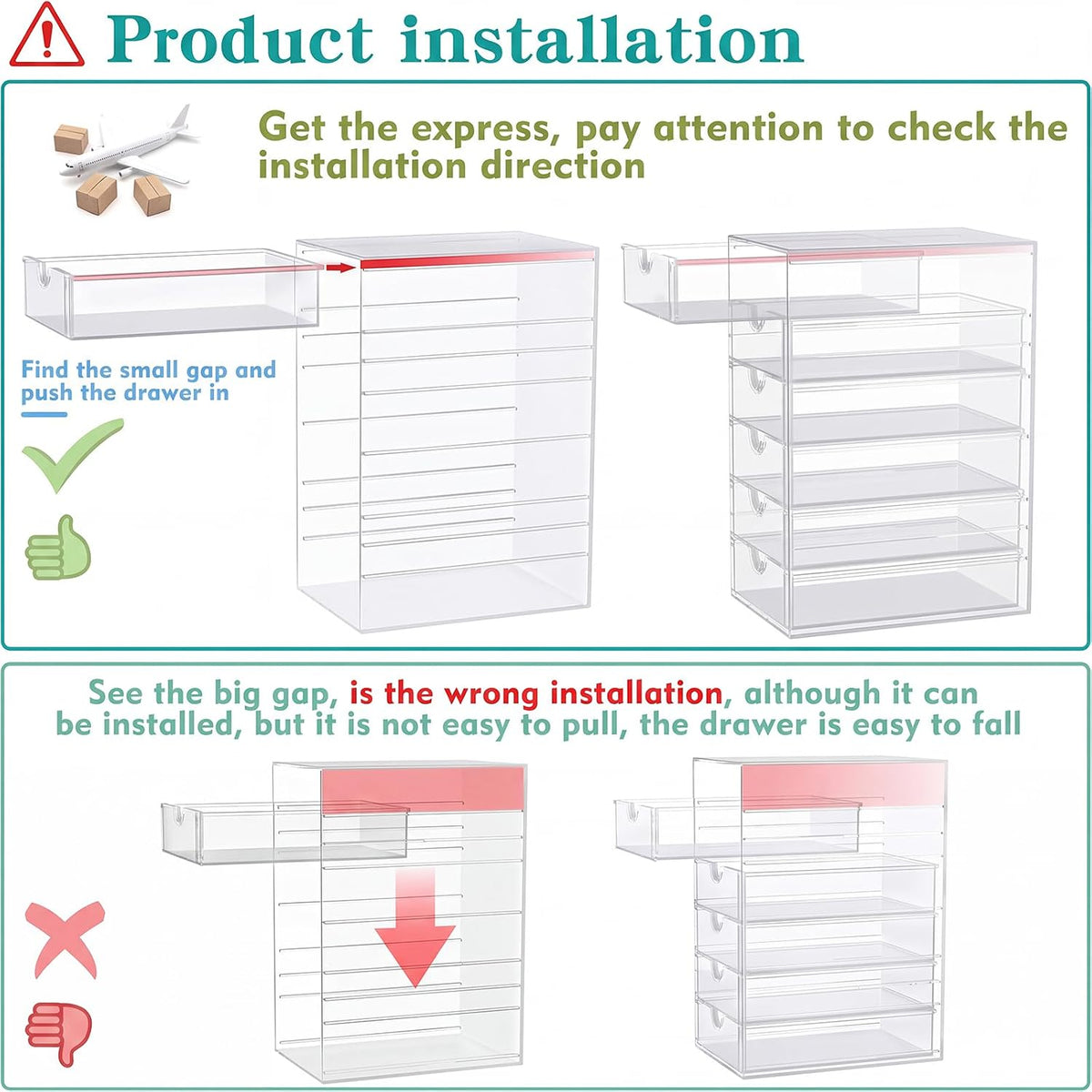 Acrylic Makeup Organizer Storage With 16 Drawers,Desk Organizers