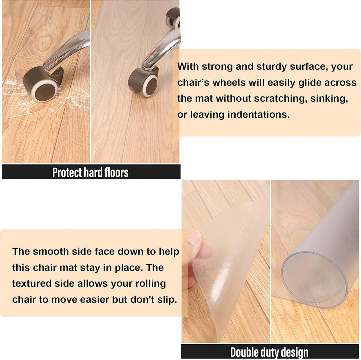 AiBOB Chair Mat for Hardwood Floor, 45 X 53 inches Desk Chair Mat for Wood and Tile Floors, Protection Mats for Office and Home, Easy Glide for Chairs