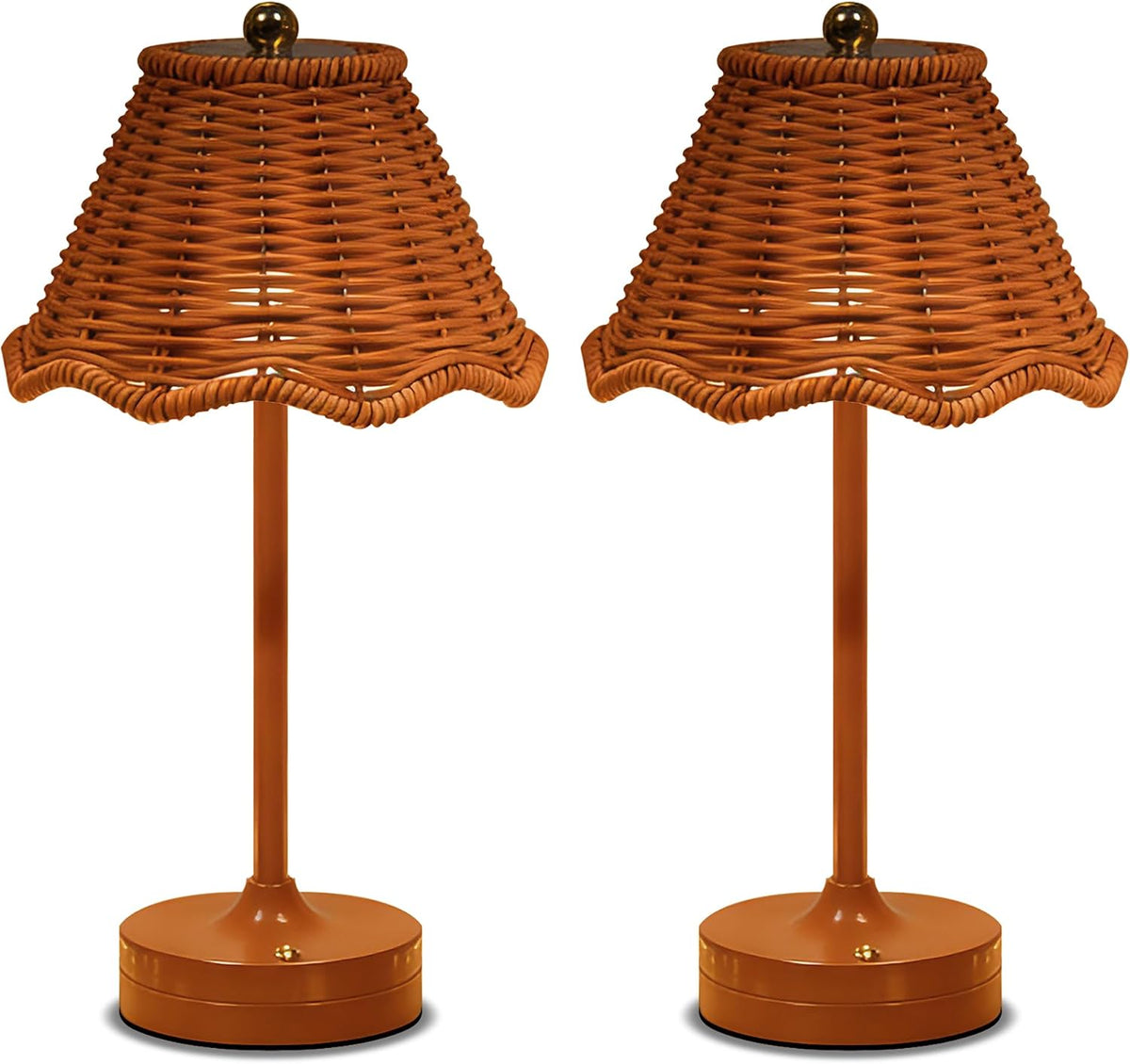 2 Pack Rattan Table Lamp,USB Rechargeable Cordless LED Desk Lamps