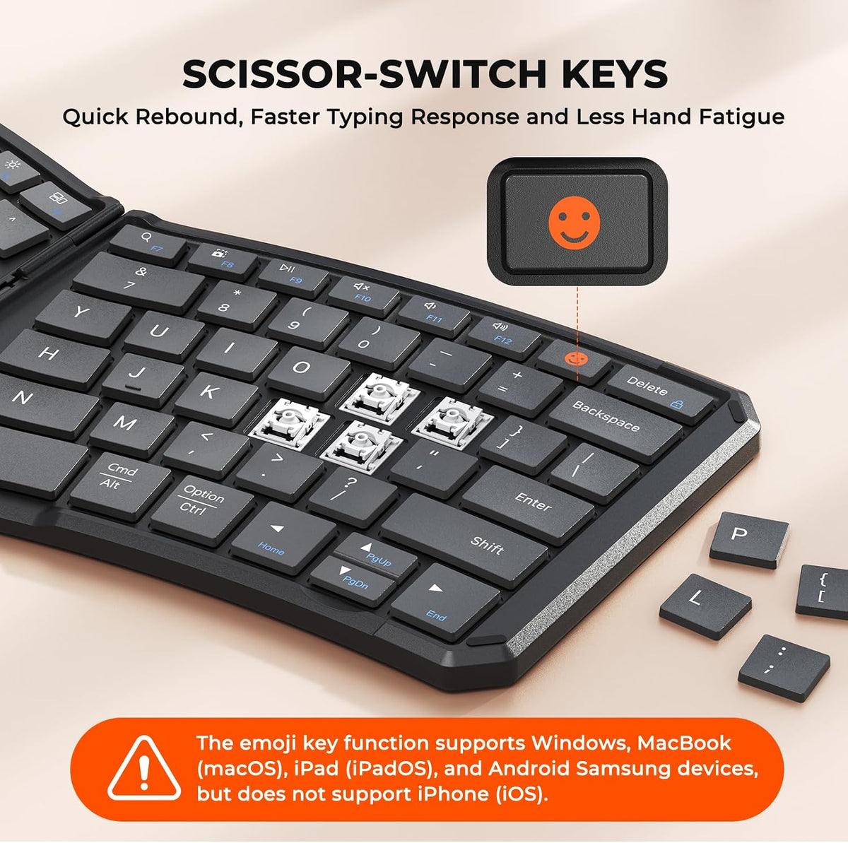 MEETION Foldable Ergonomic Bluetooth Keyboard, Split, Portable, Black