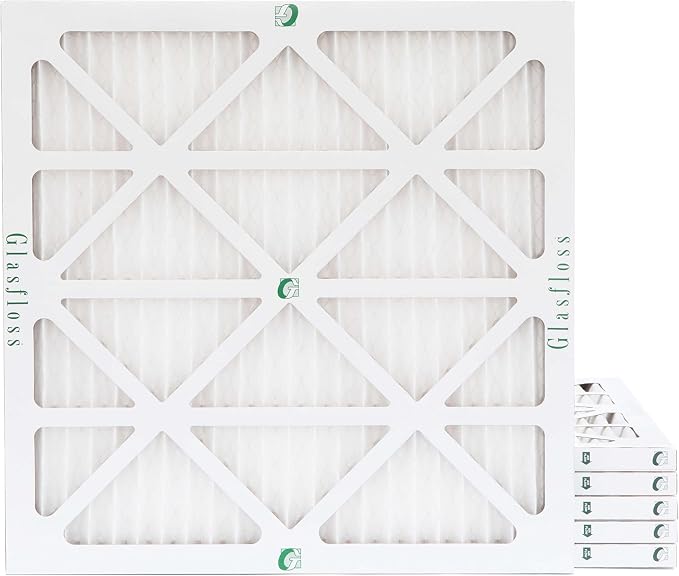 Glasfloss 22x22x1 MERV 10 Pleated Air Filters Box of 6. Actual Size: 21-1/2 x
