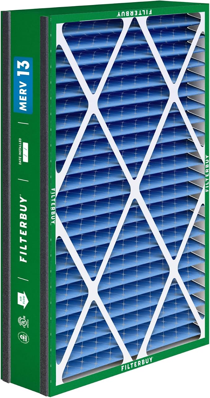 Filterbuy 16x25x5 Air Filter MERV 13 Optimal Smoke & Allergy Defense,