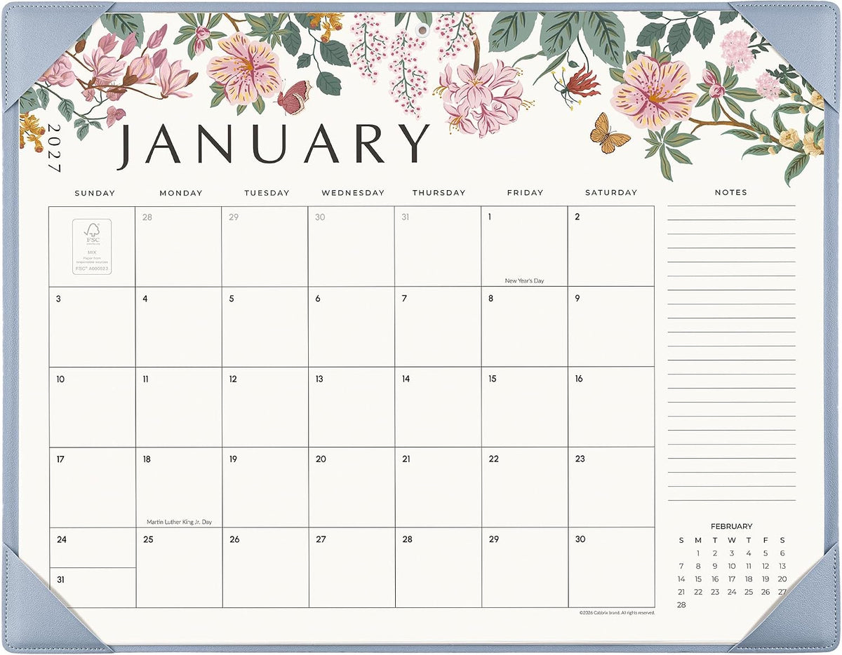 Cabbrix Desk Calendar 2027, Large Desk Pad Calendar 22 x 17" (Blue)