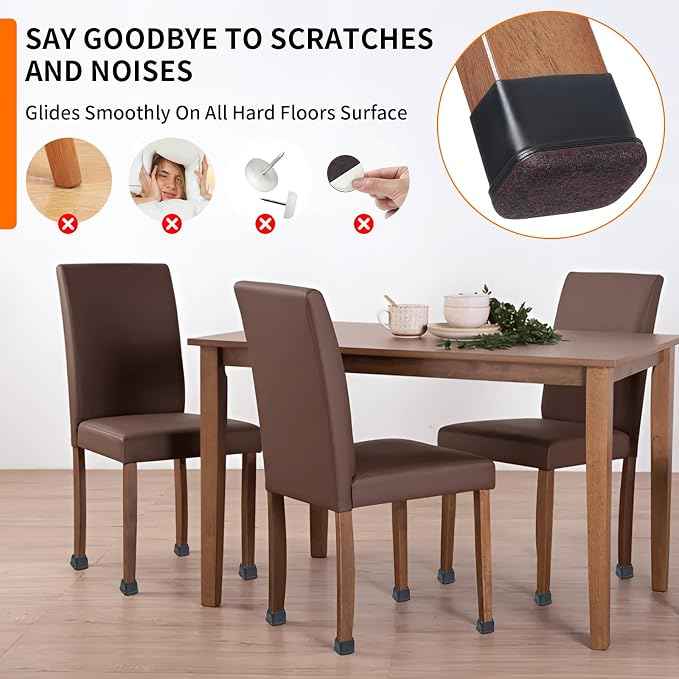 Ezprotekt 8 Pcs Rectangle Black Felt Chair Leg Floor Protectors